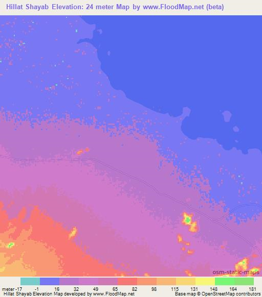 Hillat Shayab,Sudan Elevation Map