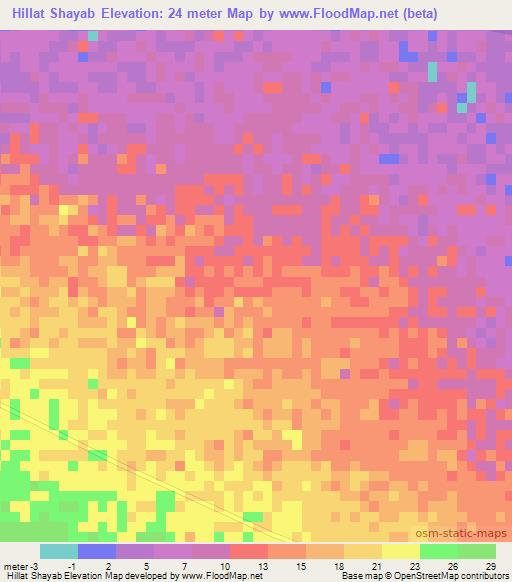 Hillat Shayab,Sudan Elevation Map