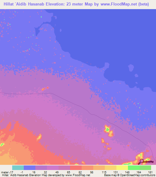 Hillat `Aidib Hasanab,Sudan Elevation Map
