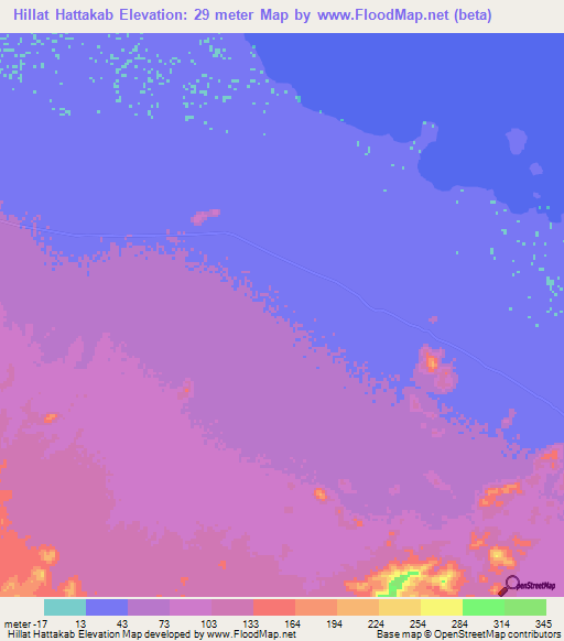 Hillat Hattakab,Sudan Elevation Map