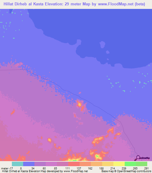 Hillat Dirheb al Kasta,Sudan Elevation Map