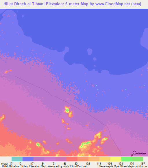 Hillat Dirheb al Tihtani,Sudan Elevation Map