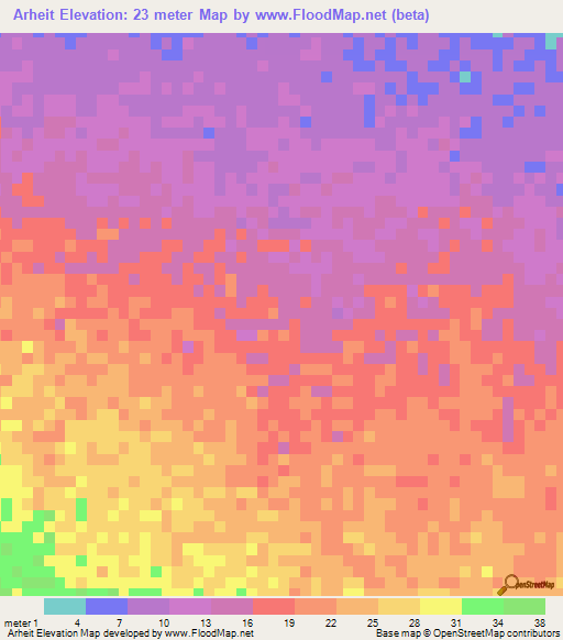 Arheit,Sudan Elevation Map