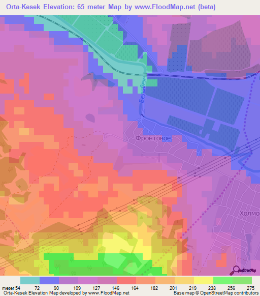 Orta-Kesek,Ukraine Elevation Map