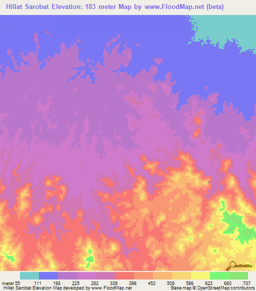 Hillat Sarobat,Sudan Elevation Map