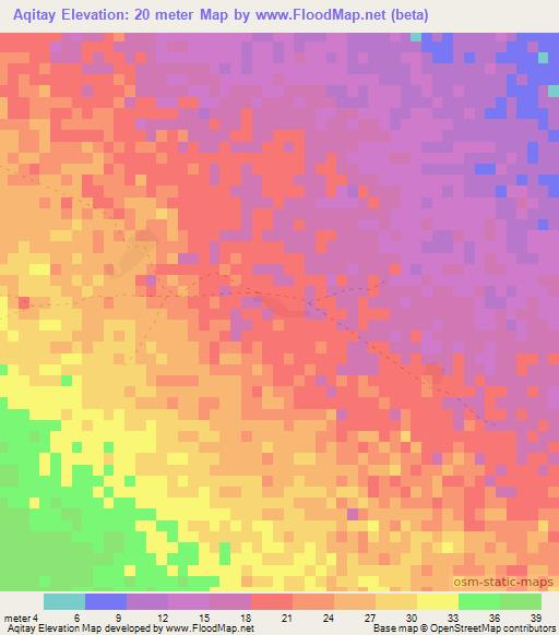 Aqitay,Sudan Elevation Map