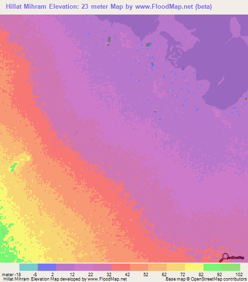 Hillat Mihram,Sudan Elevation Map