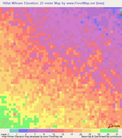 Hillat Mihram,Sudan Elevation Map