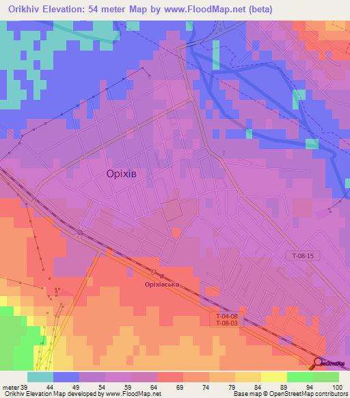 Orikhiv,Ukraine Elevation Map