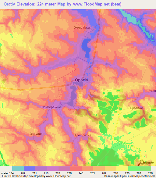 Orativ,Ukraine Elevation Map