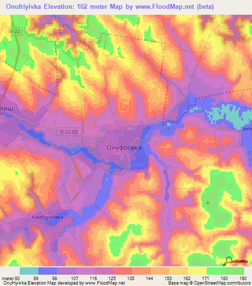Onufriyivka,Ukraine Elevation Map