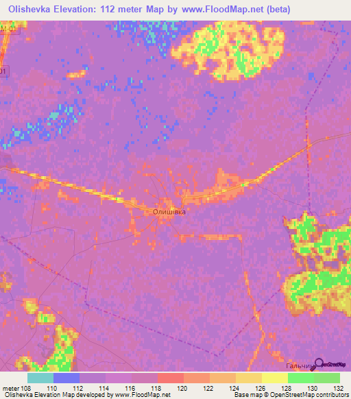 Olishevka,Ukraine Elevation Map