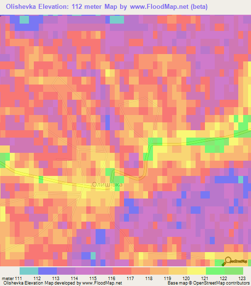 Olishevka,Ukraine Elevation Map