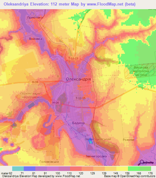 Oleksandriya,Ukraine Elevation Map