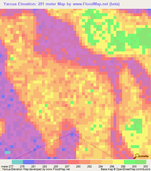 Yaroua,Chad Elevation Map