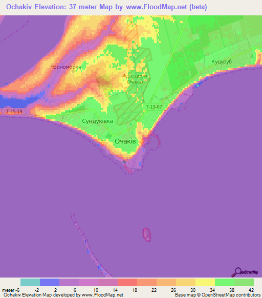 Ochakiv,Ukraine Elevation Map