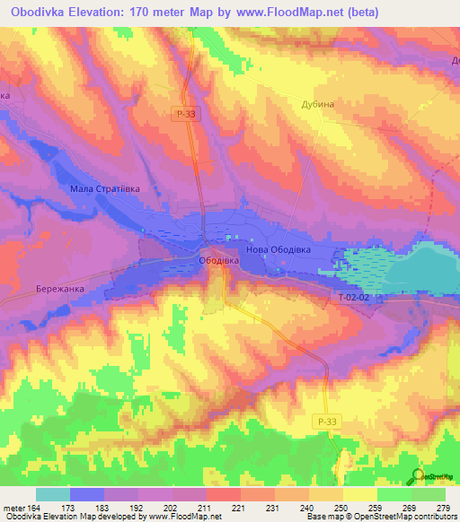 Obodivka,Ukraine Elevation Map