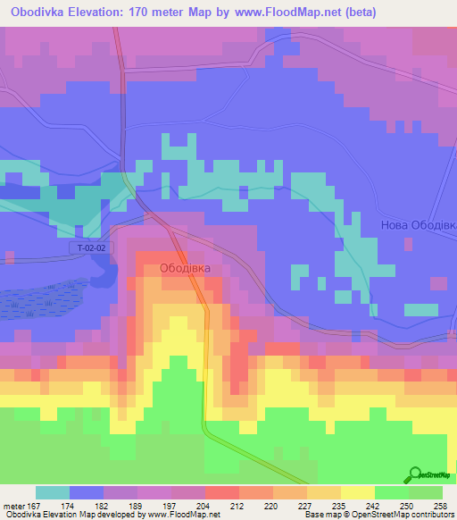 Obodivka,Ukraine Elevation Map