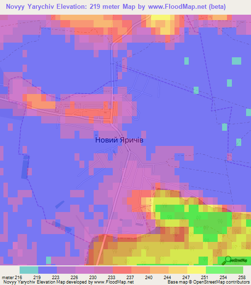 Novyy Yarychiv,Ukraine Elevation Map
