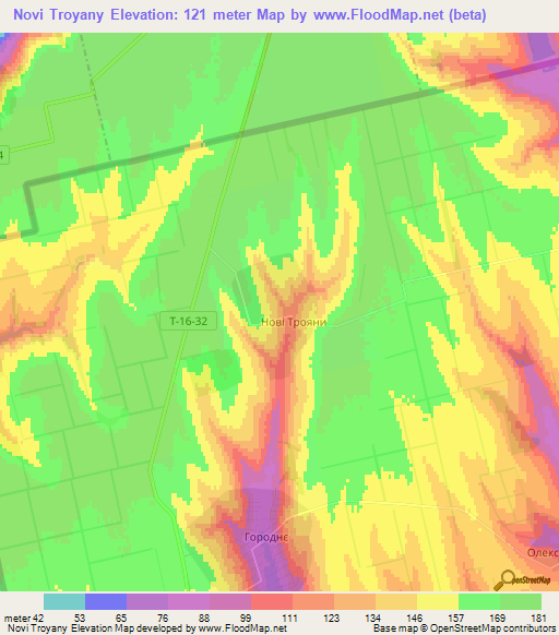 Novi Troyany,Ukraine Elevation Map