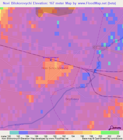 Novi Bilokorovychi,Ukraine Elevation Map
