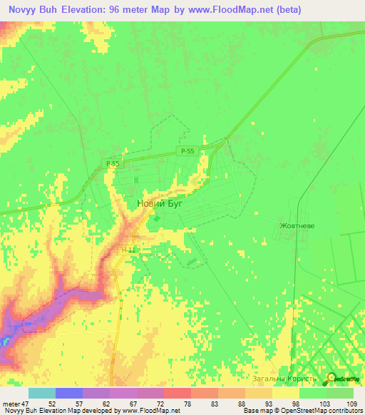 Novyy Buh,Ukraine Elevation Map