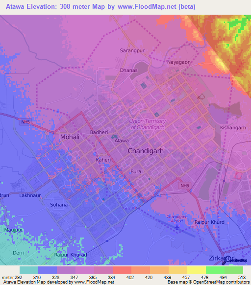 Atawa,India Elevation Map