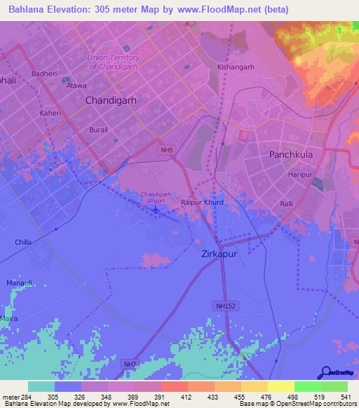 Bahlana,India Elevation Map