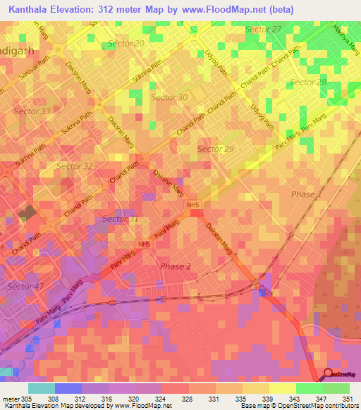 Kanthala,India Elevation Map