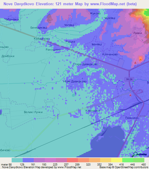 Nove Davydkovo,Ukraine Elevation Map