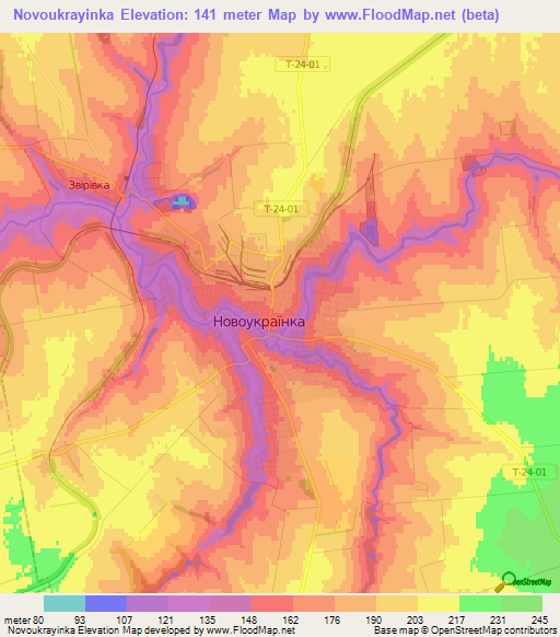 Novoukrayinka,Ukraine Elevation Map