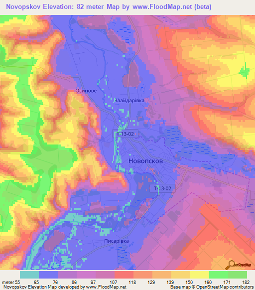 Novopskov,Ukraine Elevation Map