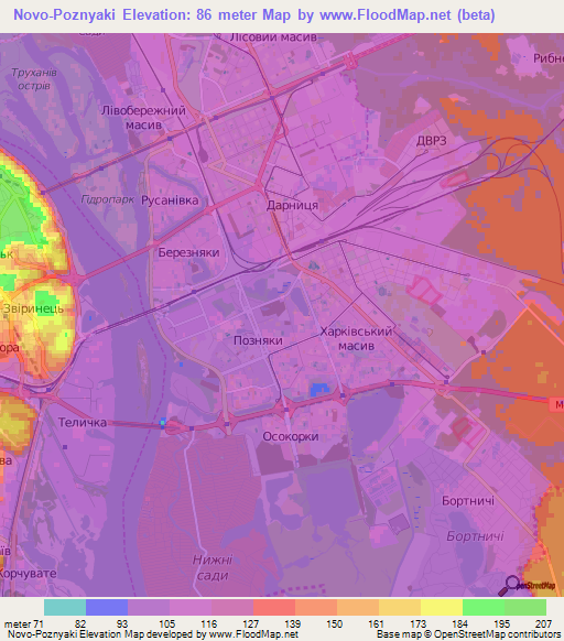 Novo-Poznyaki,Ukraine Elevation Map