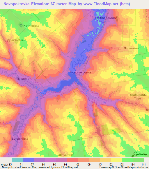 Novopokrovka,Ukraine Elevation Map