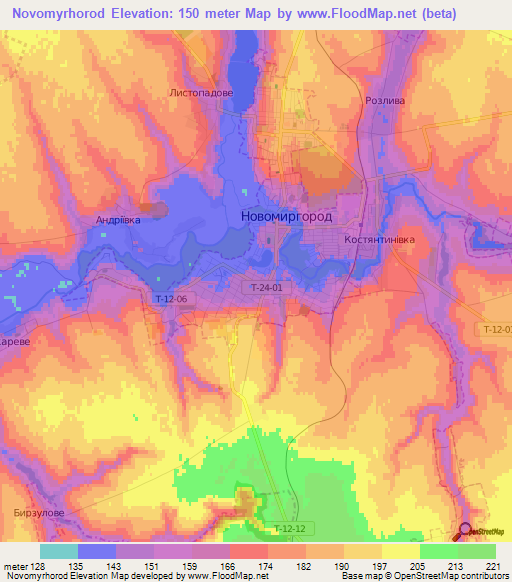 Novomyrhorod,Ukraine Elevation Map