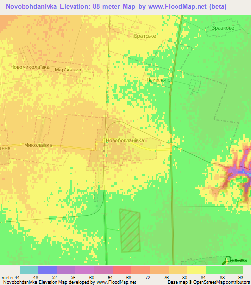 Novobohdanivka,Ukraine Elevation Map