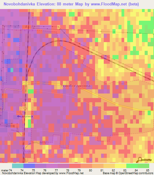 Novobohdanivka,Ukraine Elevation Map