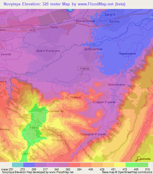 Novytsya,Ukraine Elevation Map