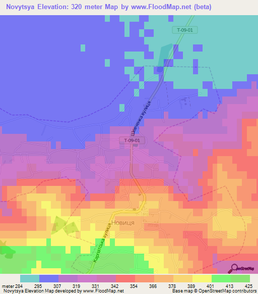 Novytsya,Ukraine Elevation Map
