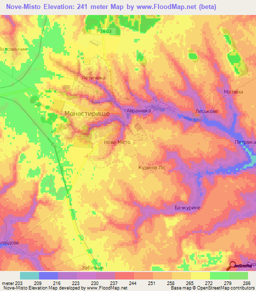 Nove-Misto,Ukraine Elevation Map