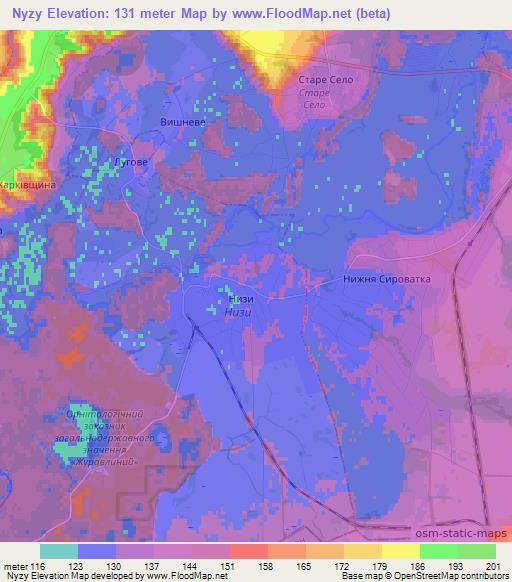 Nyzy,Ukraine Elevation Map