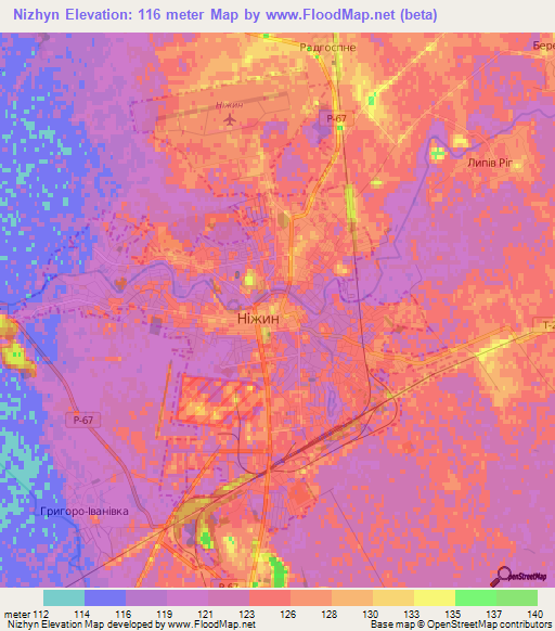 Nizhyn,Ukraine Elevation Map