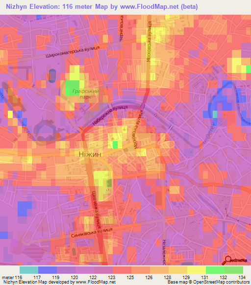 Nizhyn,Ukraine Elevation Map