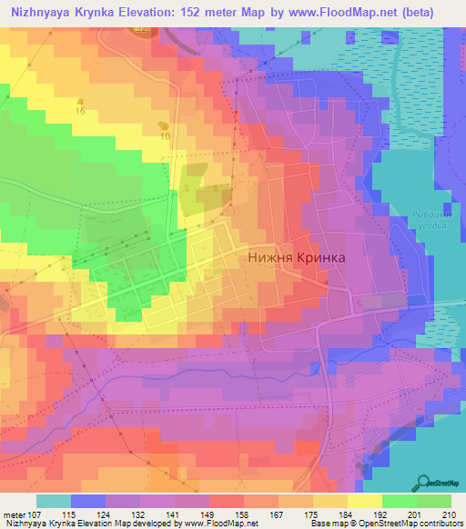 Nizhnyaya Krynka,Ukraine Elevation Map