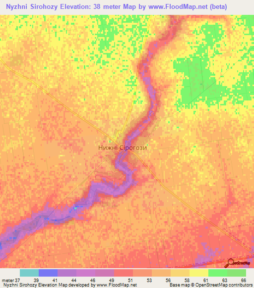 Nyzhni Sirohozy,Ukraine Elevation Map