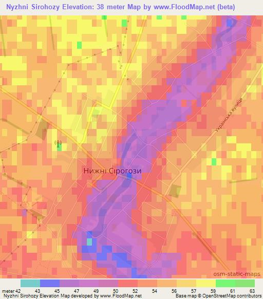Nyzhni Sirohozy,Ukraine Elevation Map