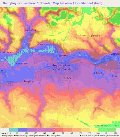 Nedryhayliv,Ukraine Elevation Map