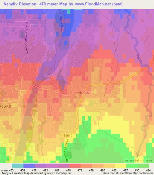 Nebyliv,Ukraine Elevation Map