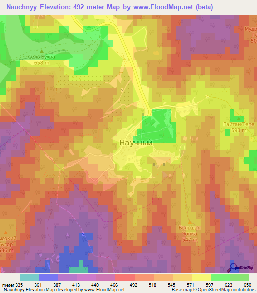 Nauchnyy,Ukraine Elevation Map