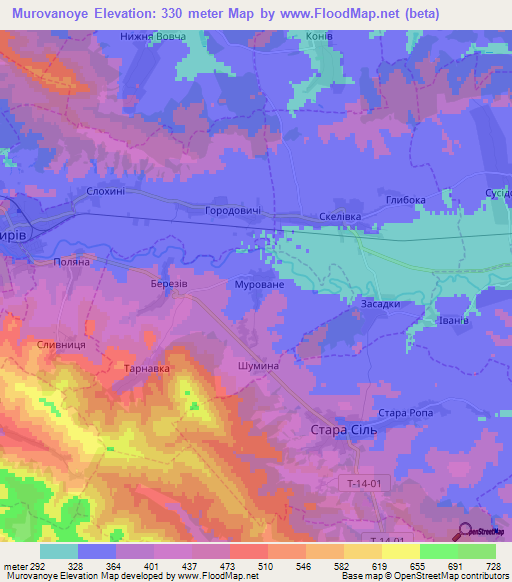 Murovanoye,Ukraine Elevation Map